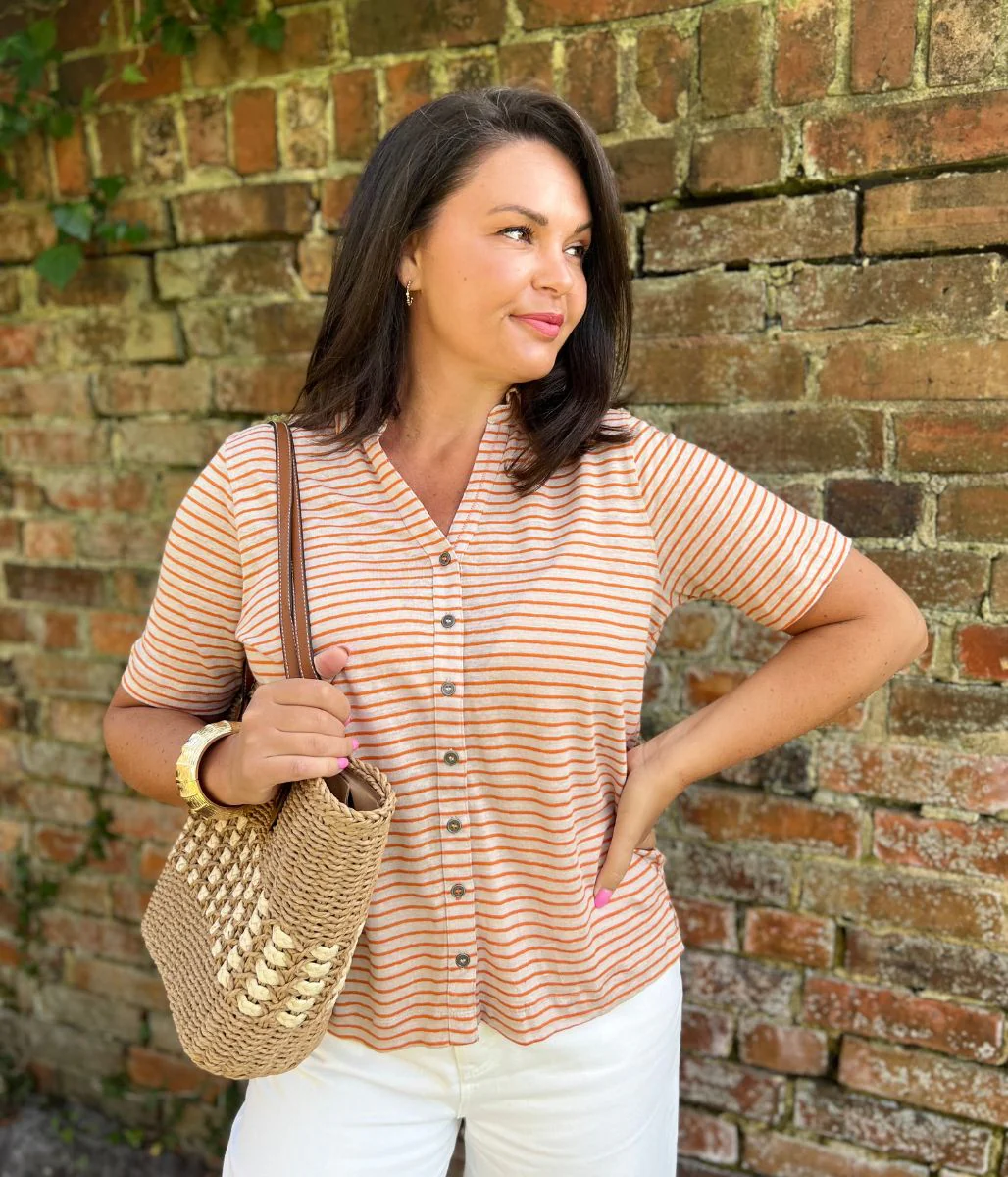 Charlie Linen Striped Short Sleeve Shirt - Image 3