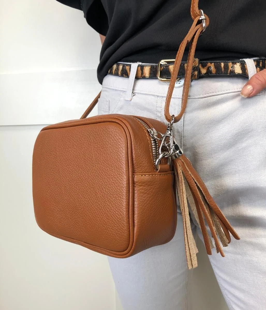 Chestnut Leather Tassel Camera Bag - Image 7