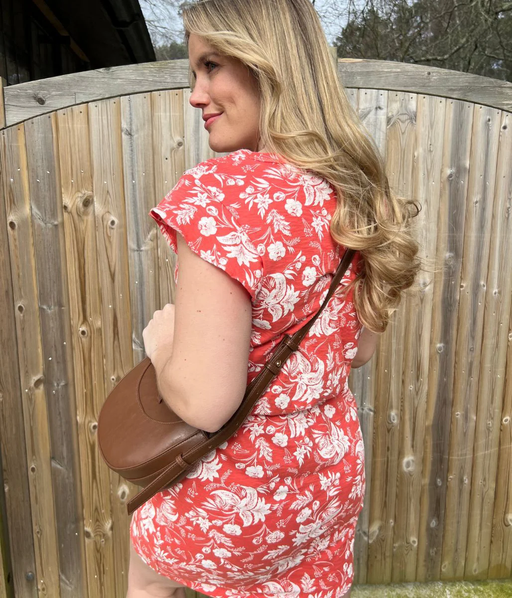 Coral Floral Cotton Jersey Dress - Image 4