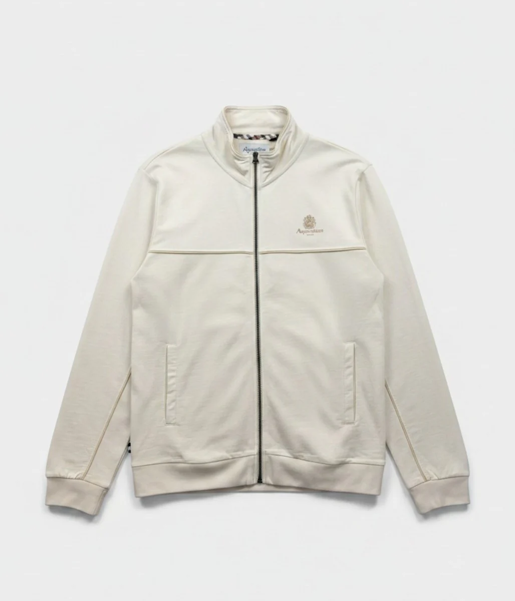 Ivory Aquascutum Active Piping Mock Neck Track Top
