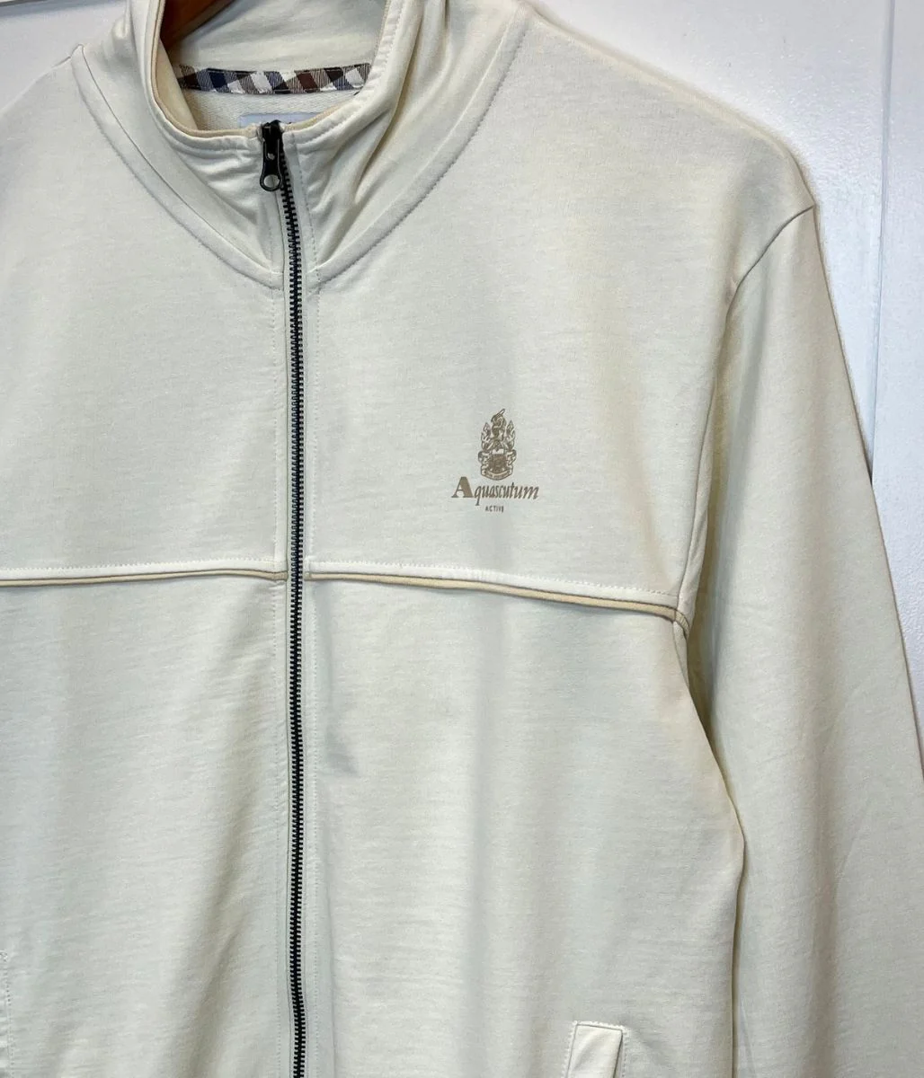 Ivory Aquascutum Active Piping Mock Neck Track Top - Image 2