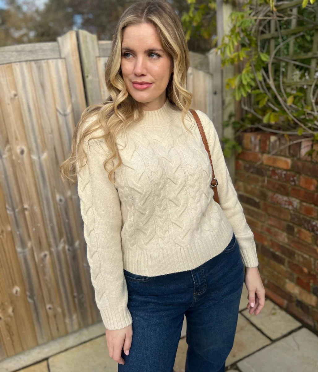 Cream Cable Wool Blend Jumper - Image 2