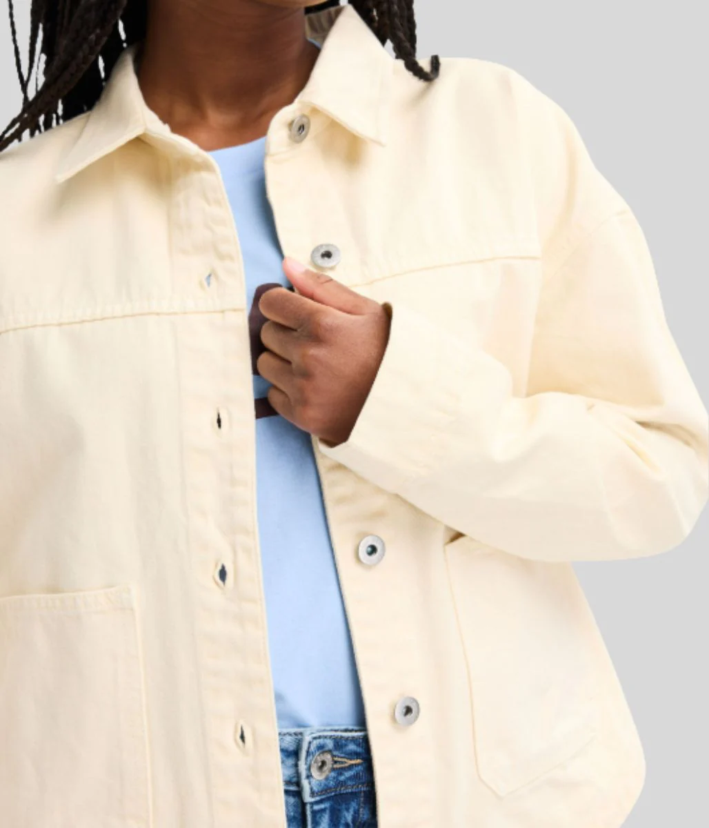 Butter Cream Denim Shirt Jacket - Image 7