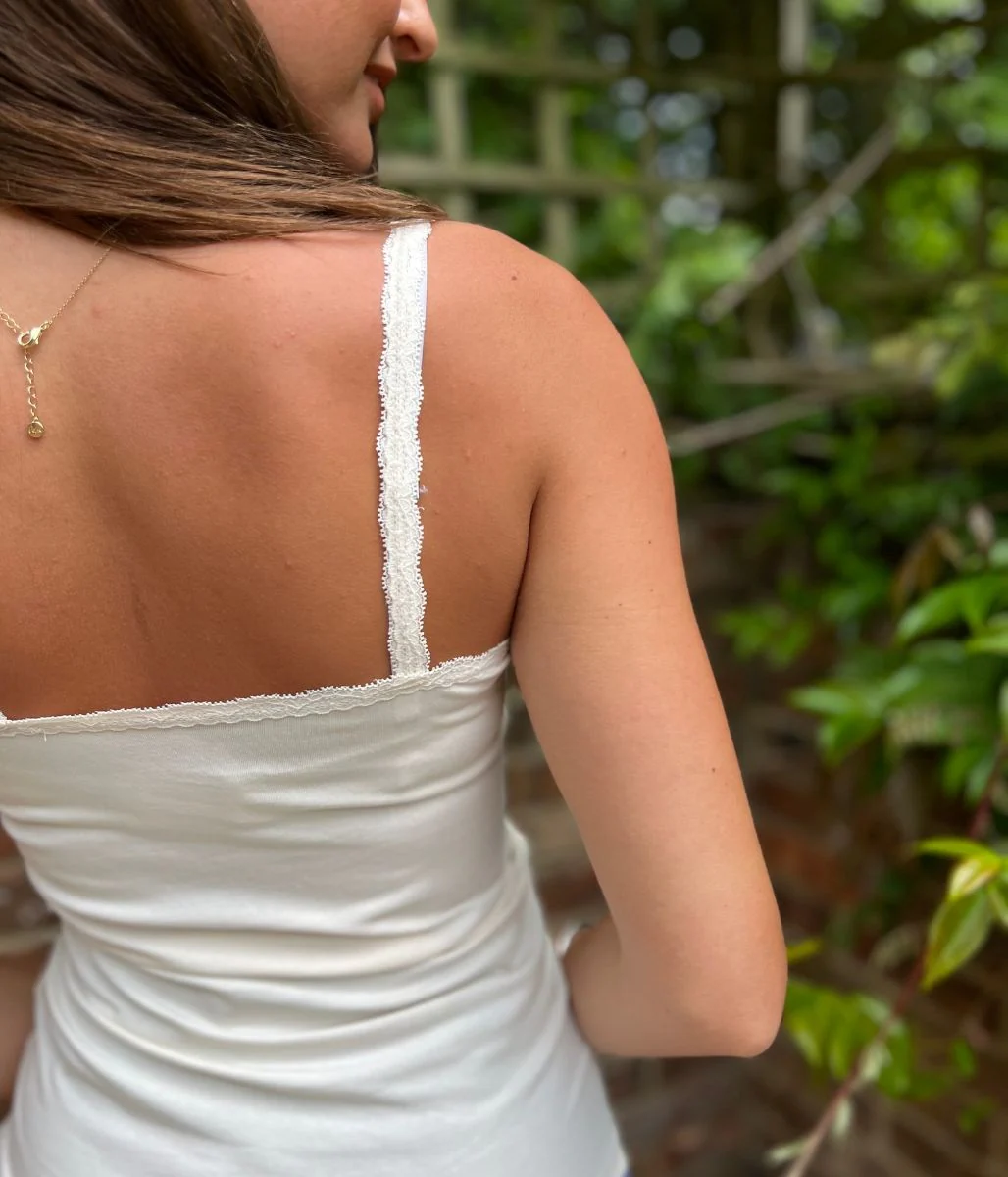 Cream Lace Trim Cami Top - Image 3