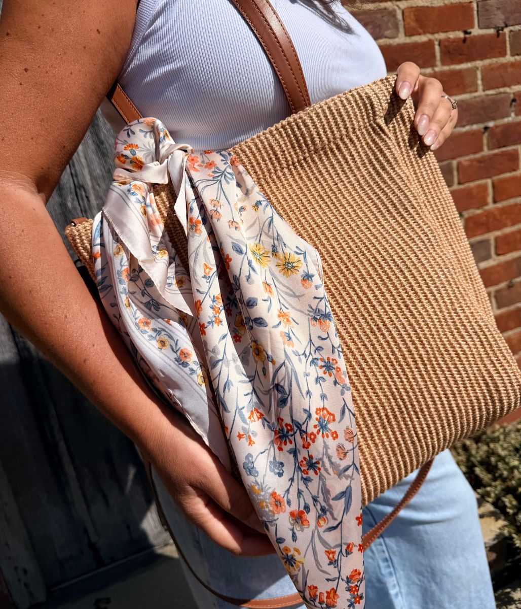 Cream Meadow Bloom Print Square Scarf