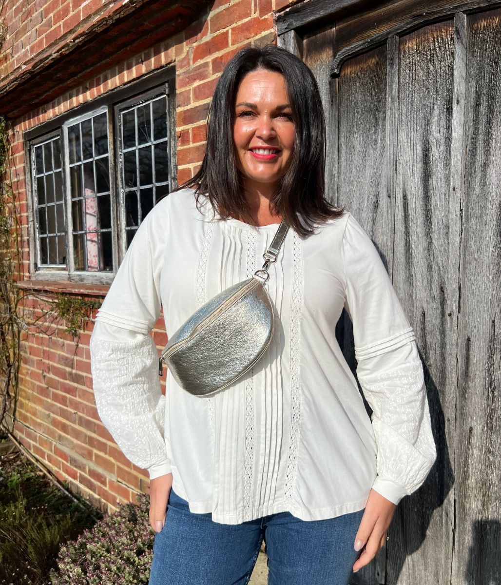 Cream Pintuck Long Sleeve Top - Image 8