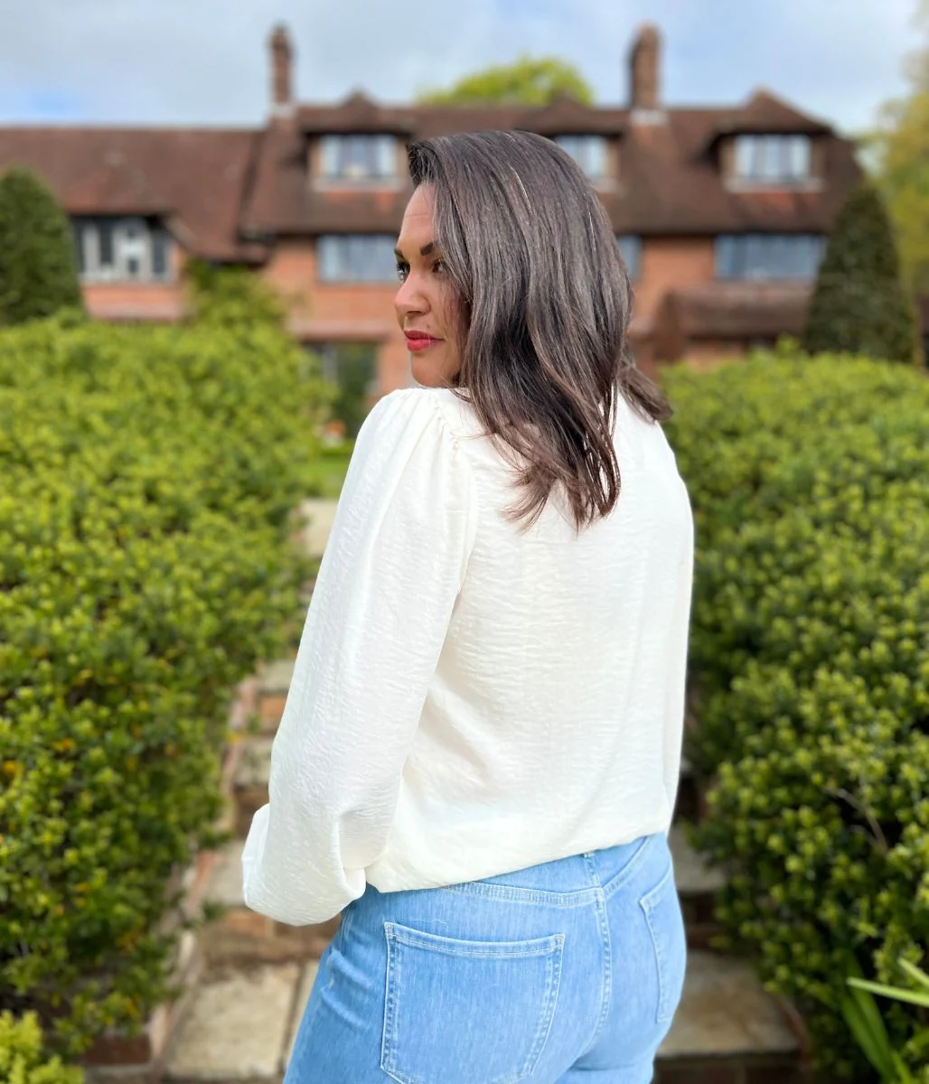 Cream Rachel Pintuck Blouse - Image 2