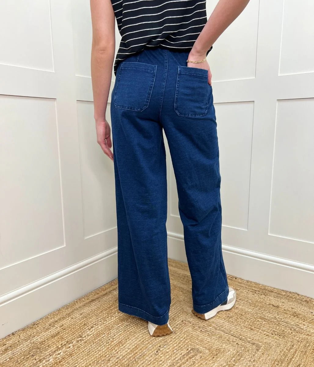 Dark Denim Casual Wide Leg Trousers - Image 9