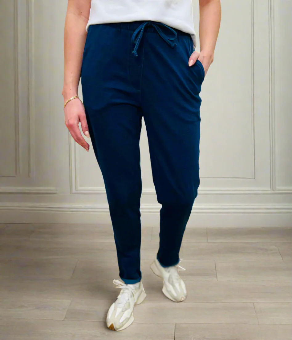 Dark Denim Cotton Rich Tapered Jogger Trousers - Image 3