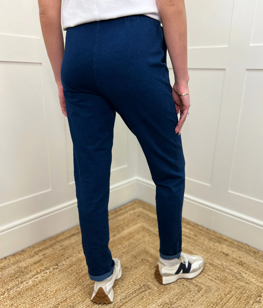 Dark Denim Cotton Rich Tapered Jogger Trousers - Image 4