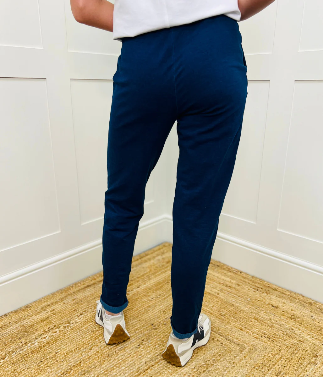 Dark Denim Cotton Rich Tapered Jogger Trousers - Image 6
