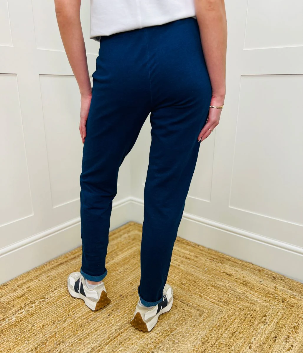 Dark Denim Cotton Rich Tapered Jogger Trousers - Image 7