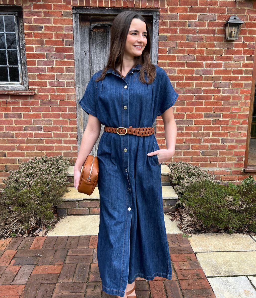 Dark Denim Relaxed Shirt Dress - Image 3