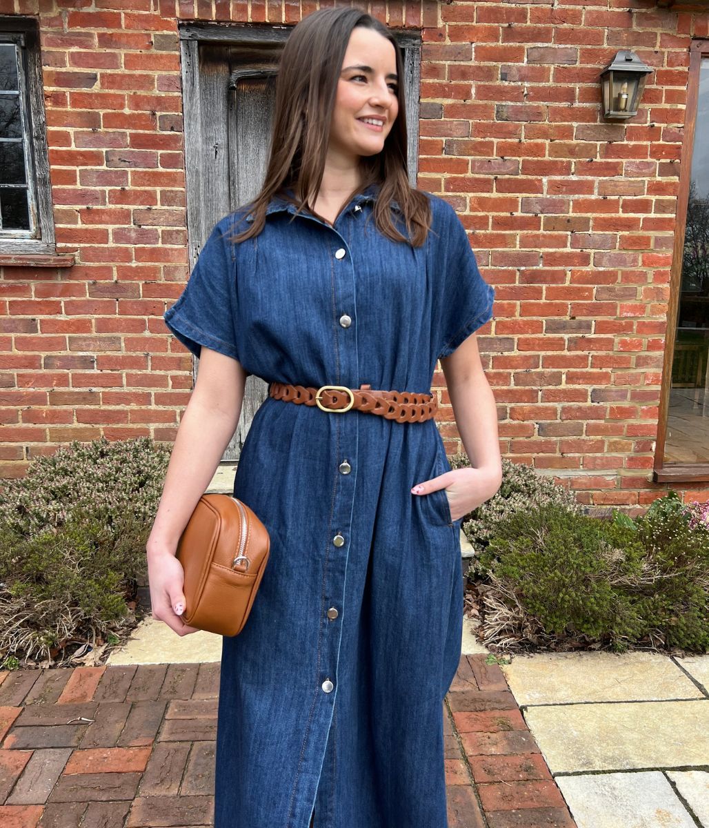 Dark Denim Relaxed Shirt Dress - Image 6
