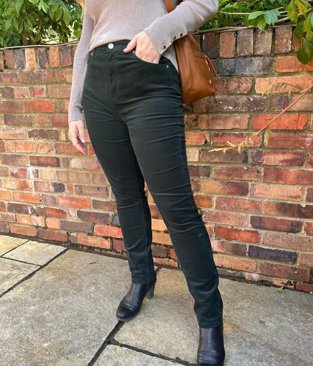 Dark Green Straight Leg Cord Trousers - Image 5