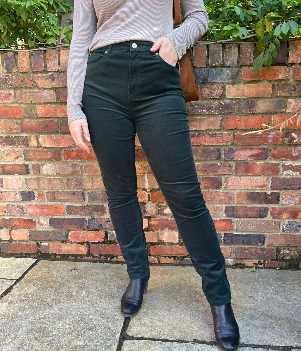 Dark Green Straight Leg Cord Trousers - Image 7