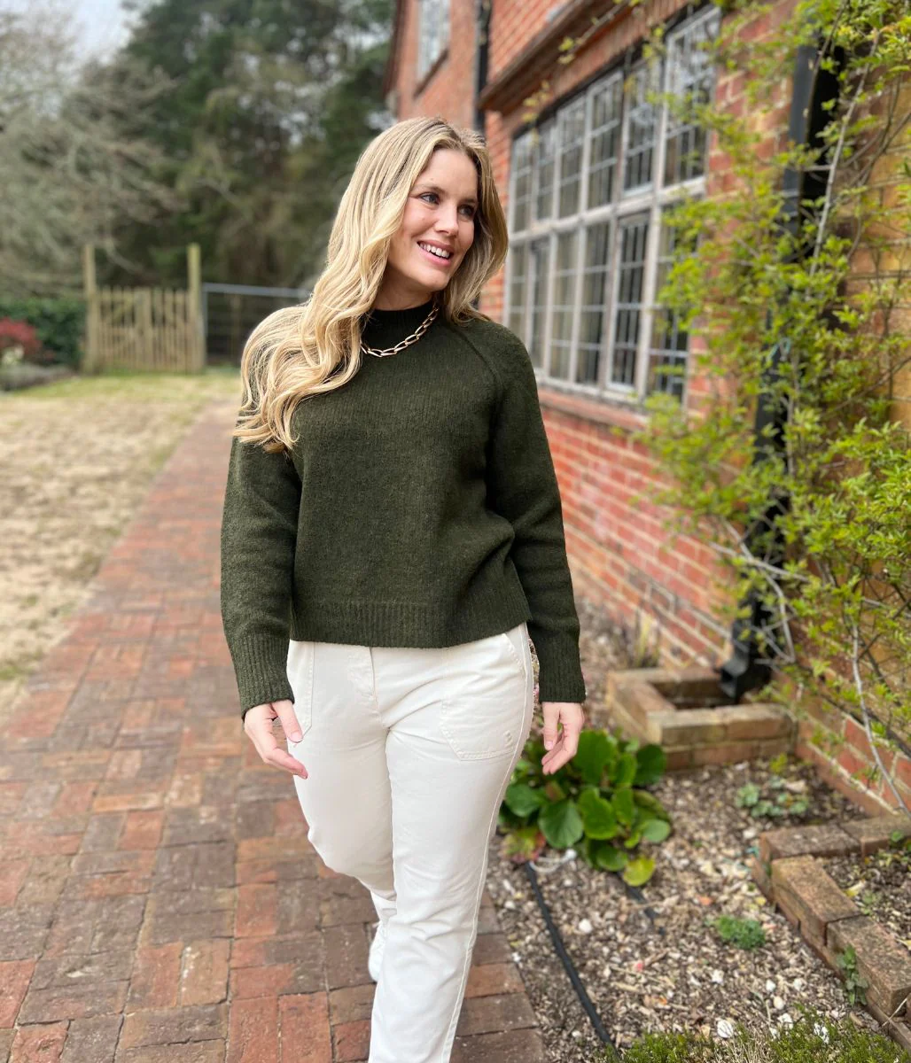 Dark Green Textured Wool Blend Jumper - Image 4