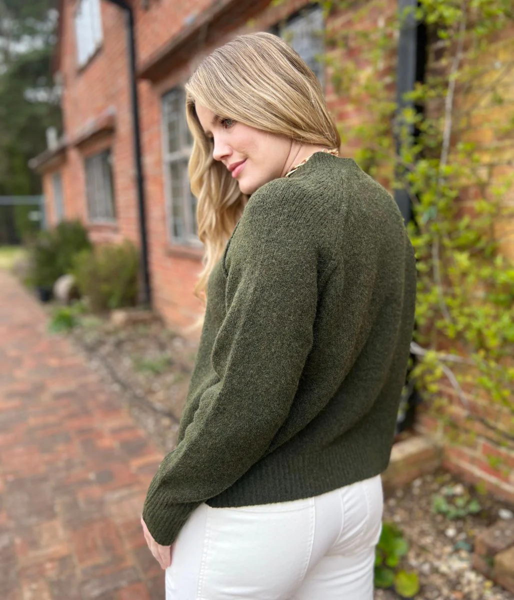 Dark Green Textured Wool Blend Jumper - Image 5