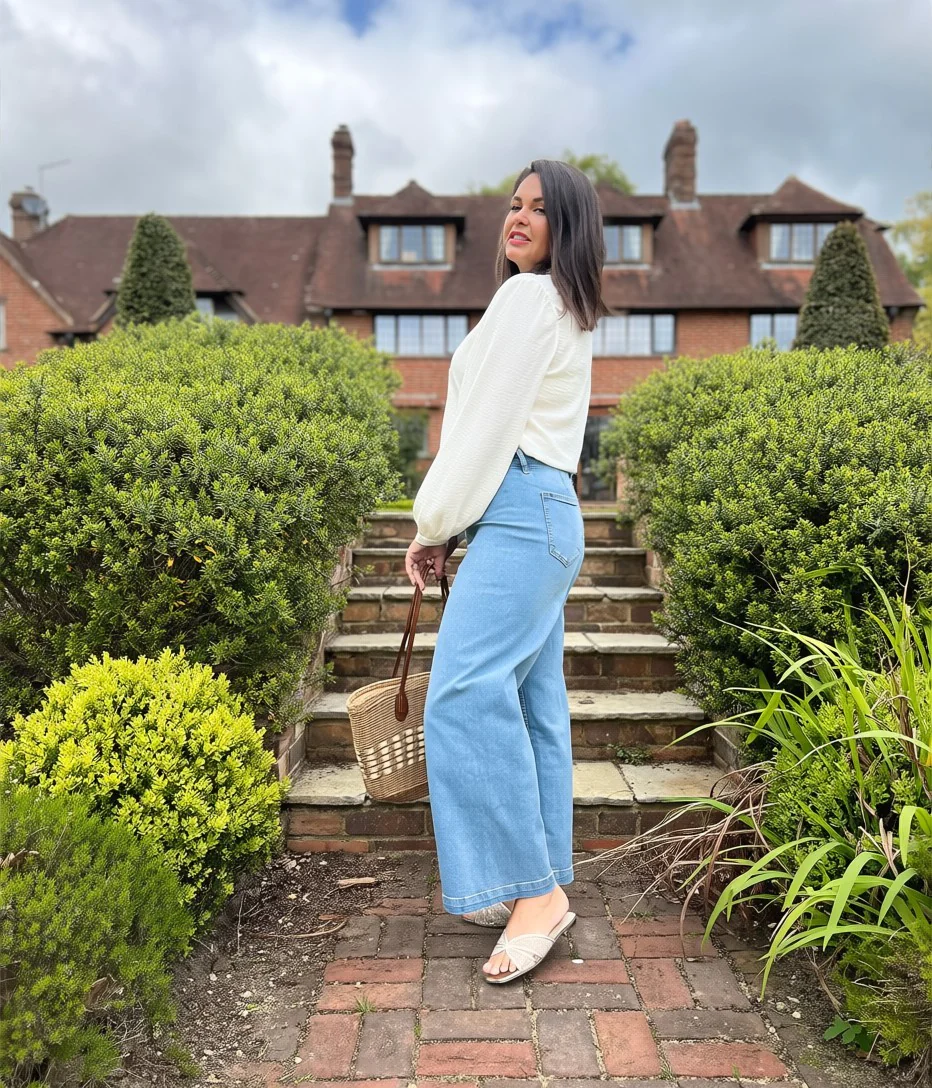 Denim Blue Wide Leg Ankle Grazer Jeans - Image 7