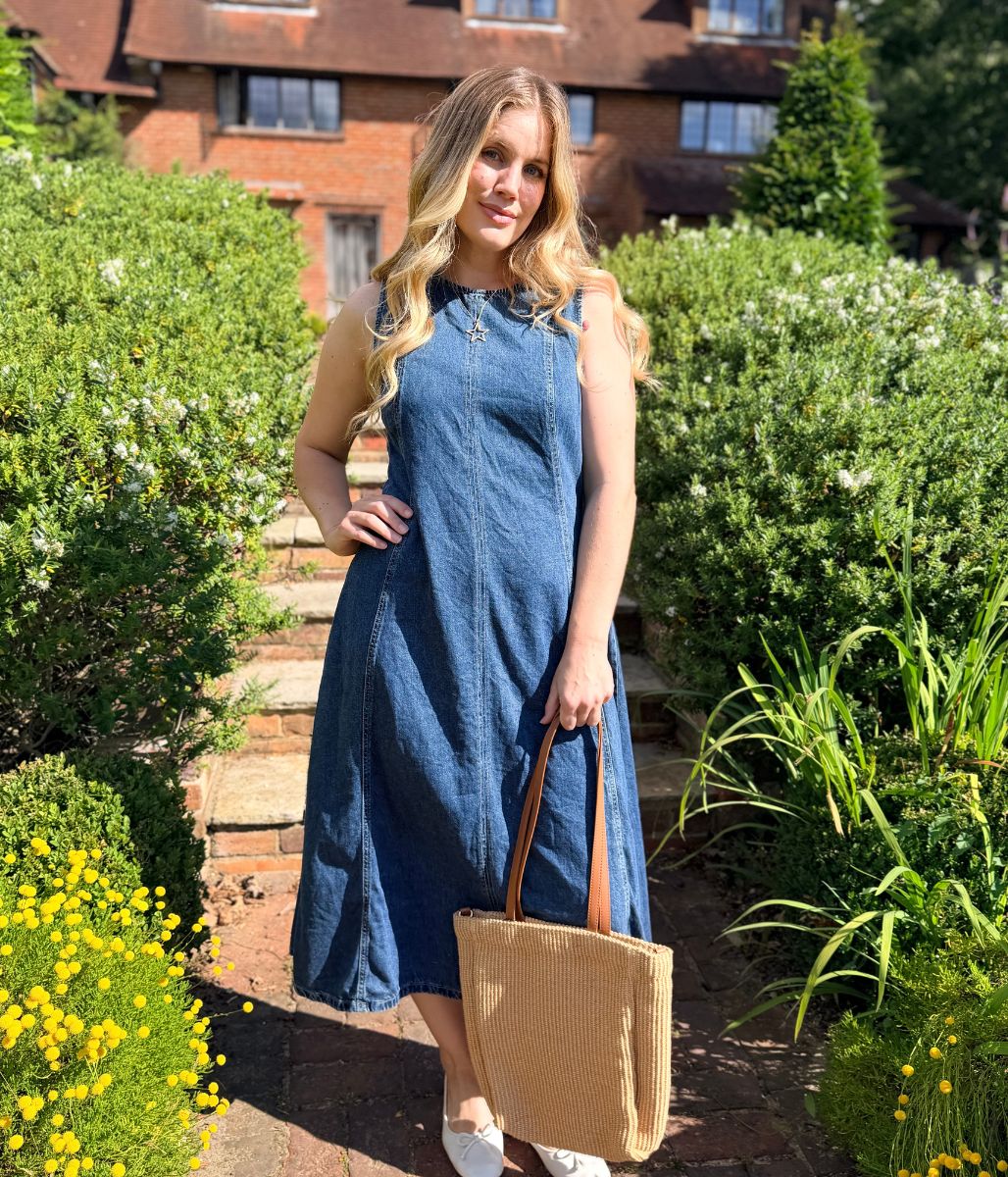 Denim Sleeveless Midi Dress