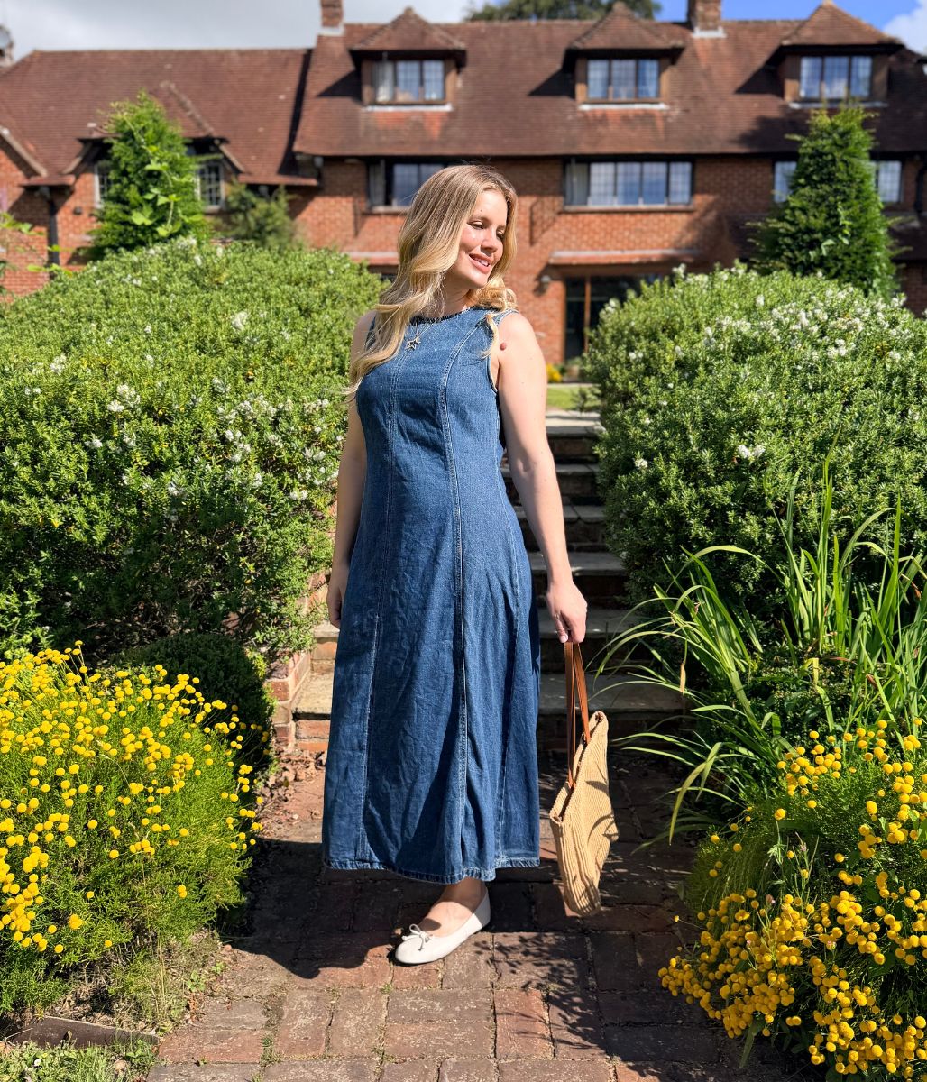 Denim Sleeveless Midi Dress - Image 4
