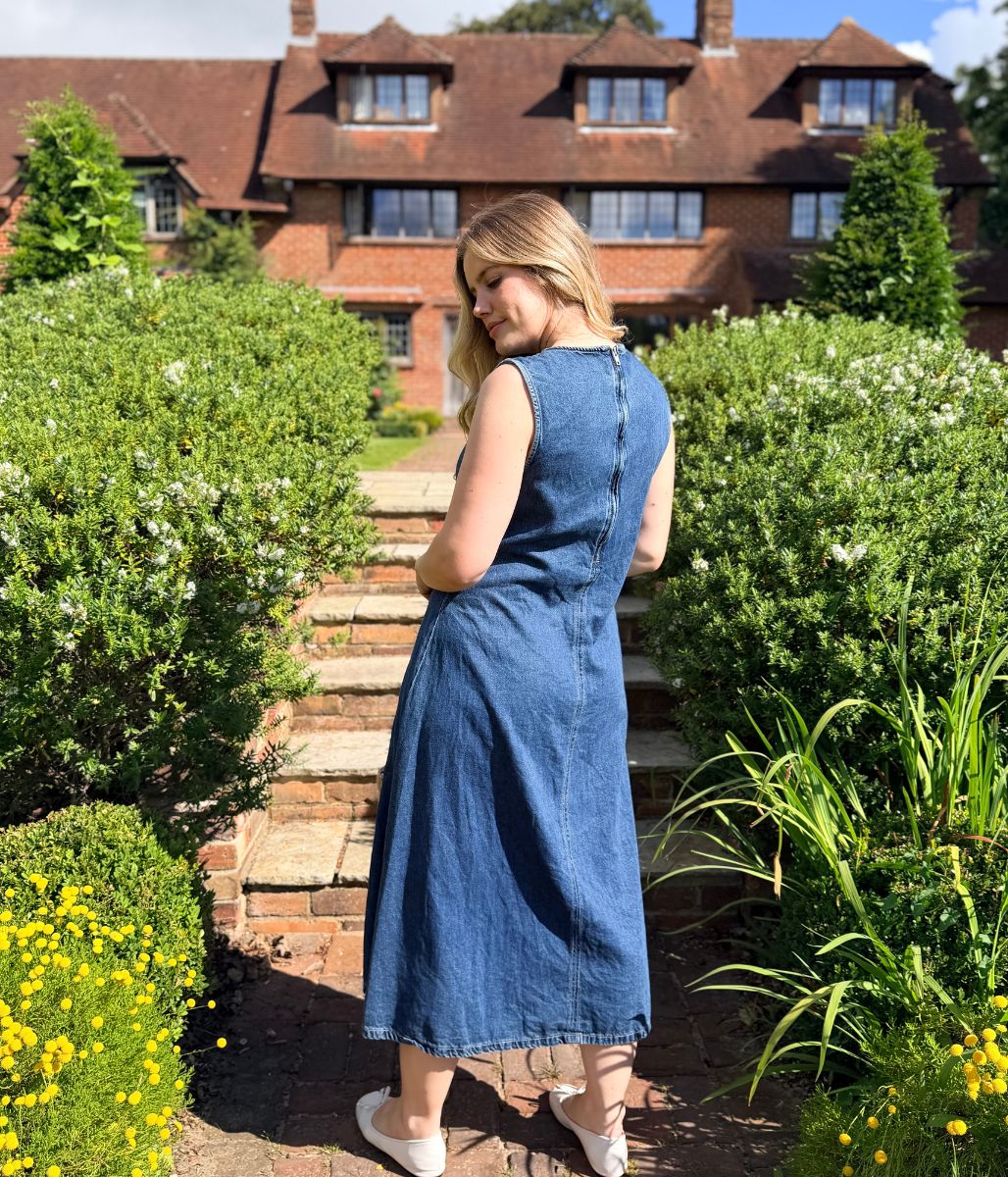 Denim Sleeveless Midi Dress - Image 6