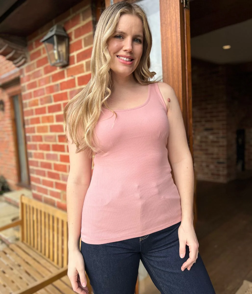 Dusty Pink Cotton Rich Secret Support Vest Top - Image 4