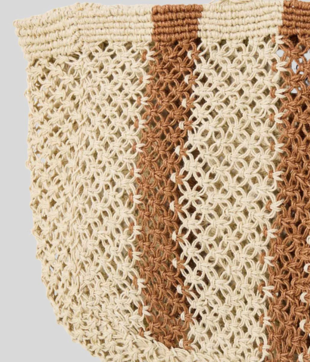 Estie Cream Striped Woven Tote Bag - Image 7
