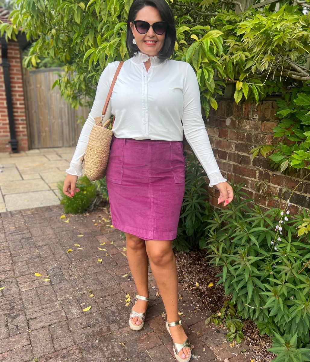 Mistral Magenta Moleskin Patch Pocket Skirt - Image 11