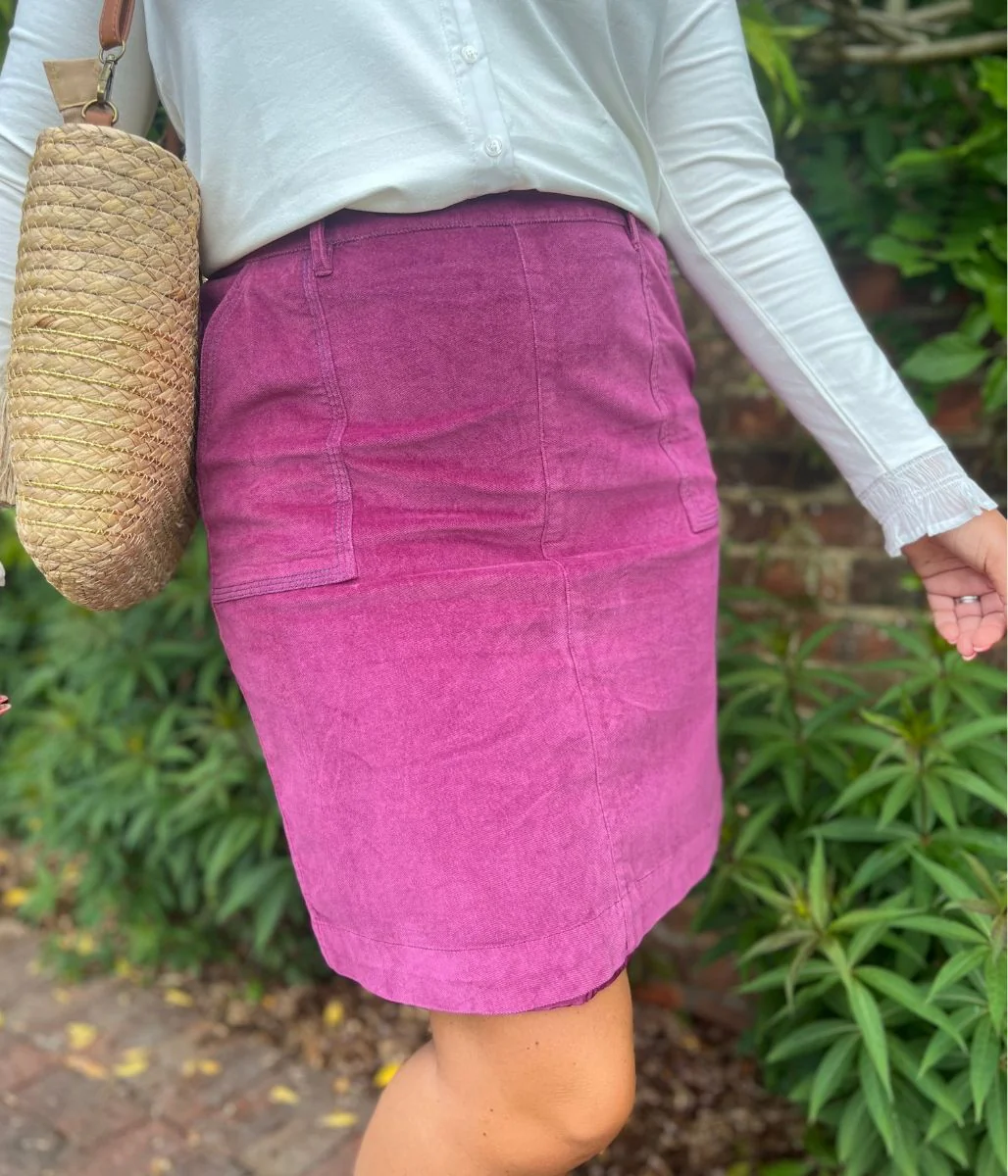 Mistral Magenta Moleskin Patch Pocket Skirt - Image 12