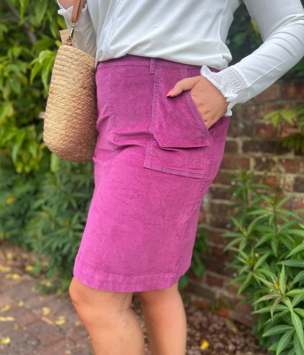 Mistral Magenta Moleskin Patch Pocket Skirt - Image 14