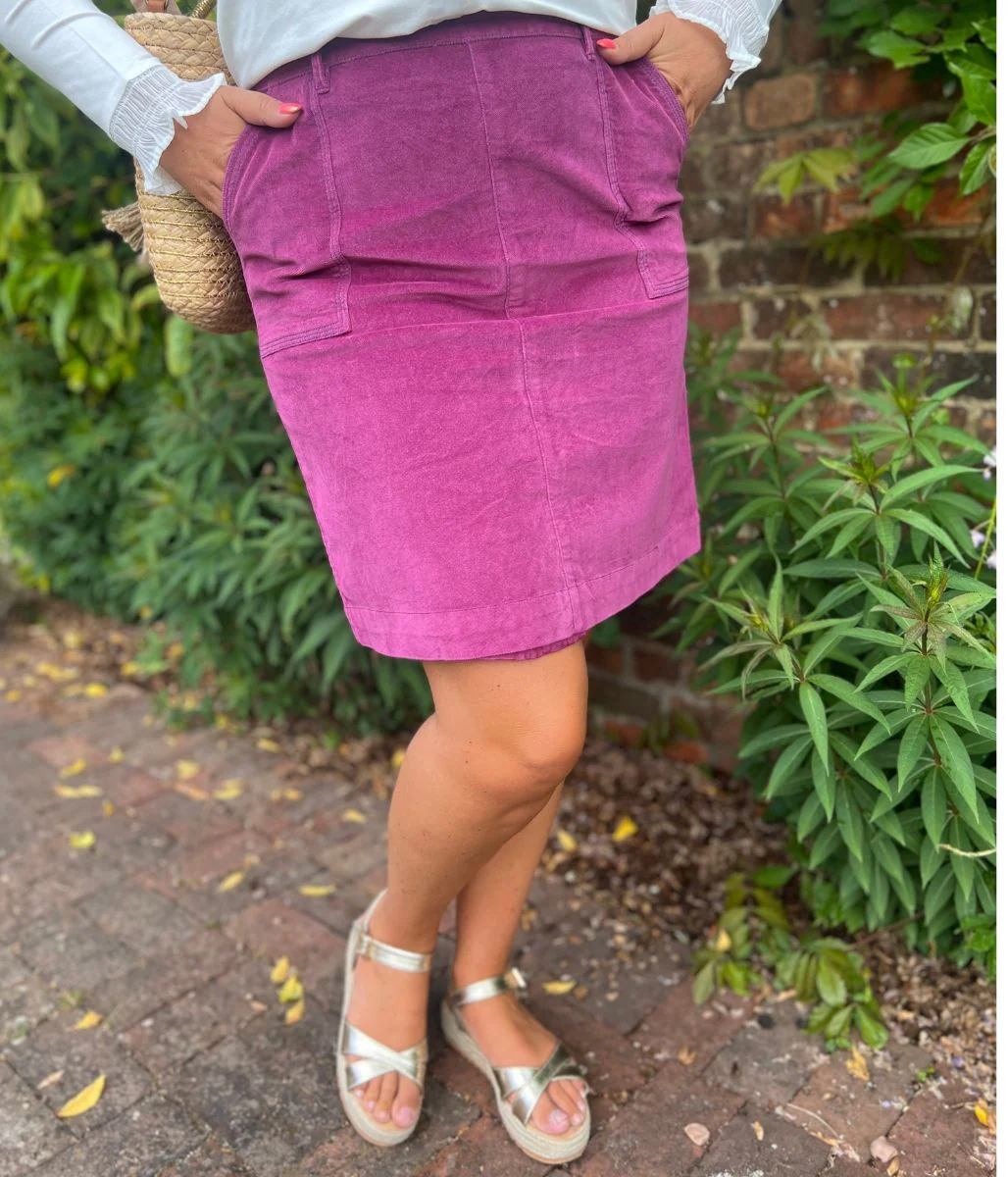 Mistral Magenta Moleskin Patch Pocket Skirt - Image 15