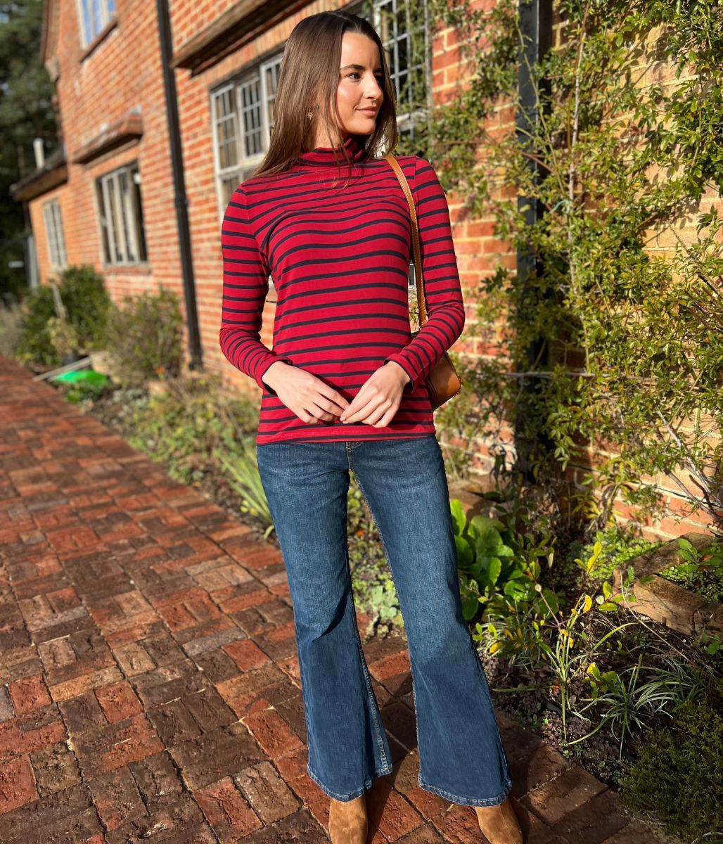 Ex Seasalt Red Striped Landing Roll Neck Top - Image 5