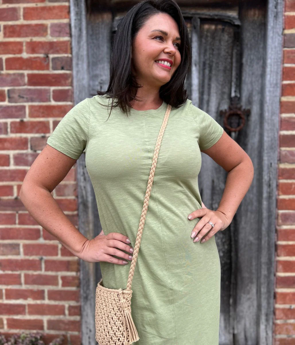 Fern Green Pure Cotton T Shirt Midi Dress - Image 2