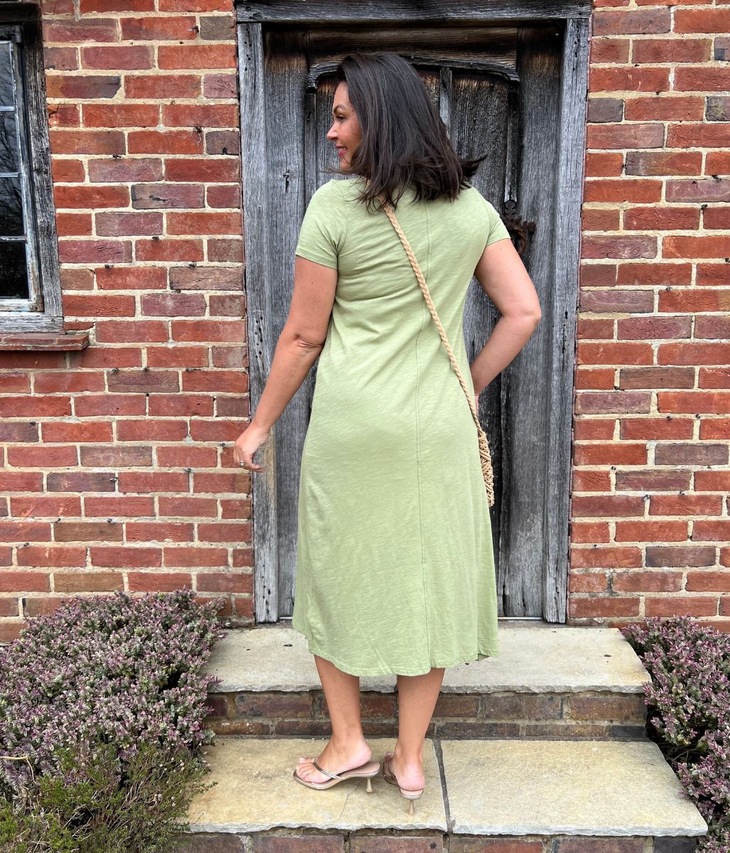 Fern Green Pure Cotton T Shirt Midi Dress - Image 3