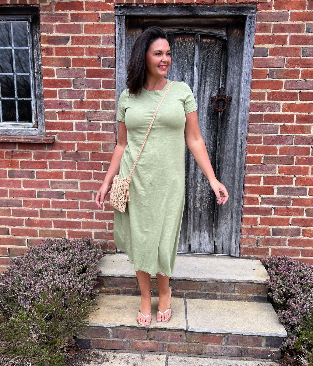 Fern Green Pure Cotton T Shirt Midi Dress - Image 4