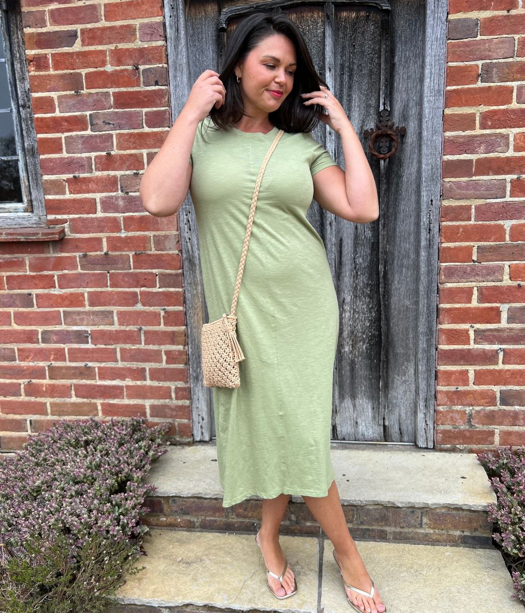 Fern Green Pure Cotton T Shirt Midi Dress - Image 5