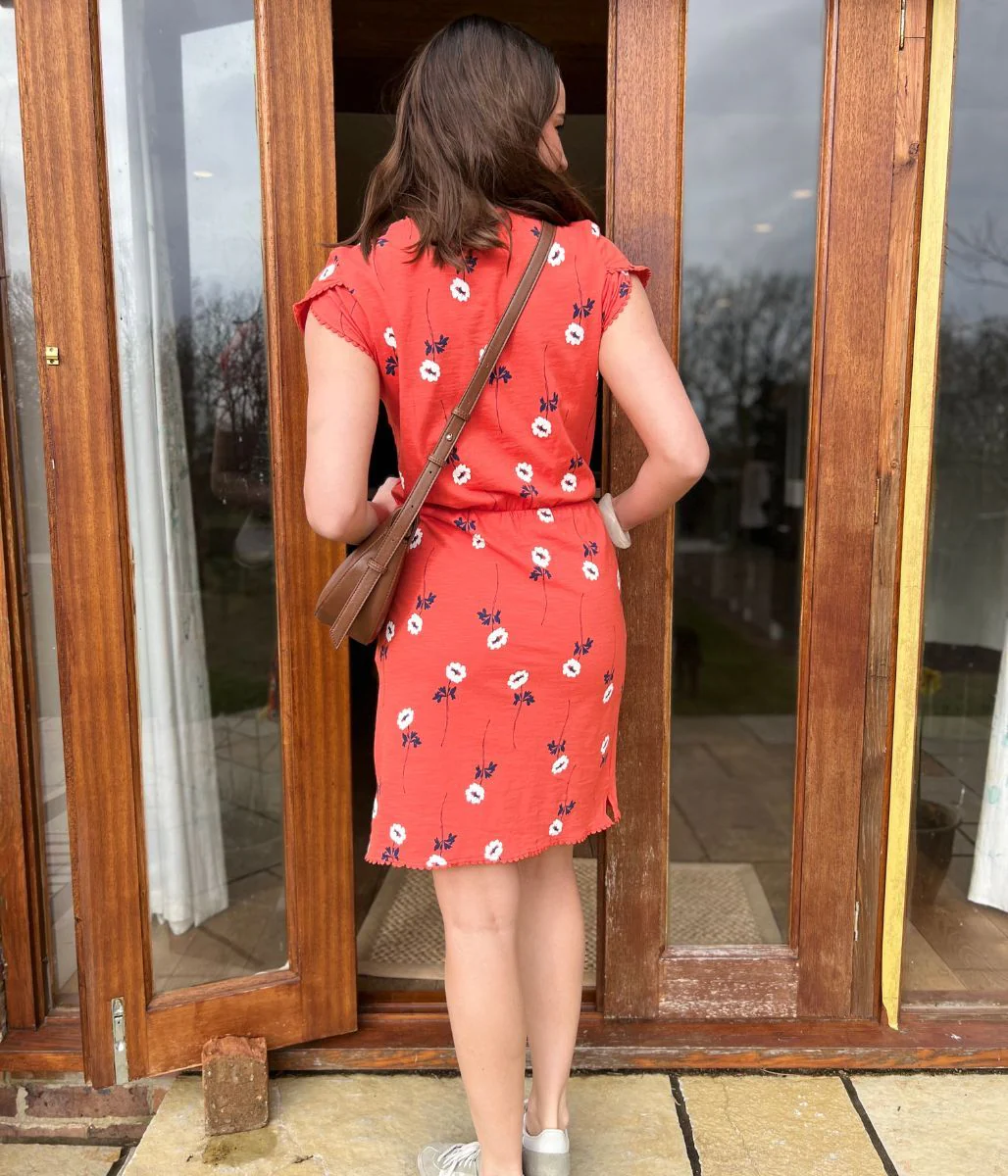 Floral Print Faux Wrap Cotton Dress - Image 10