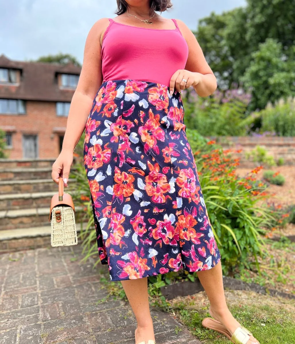 Floral Printed A Line Midi Skirt - Image 5