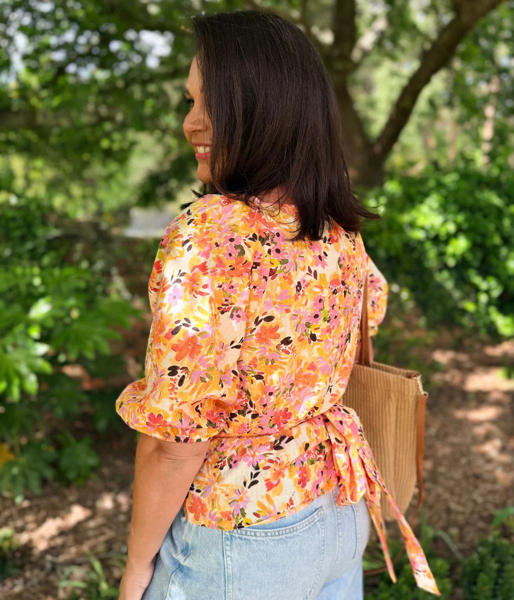 Floral Watercolour Wrap Top - Image 2