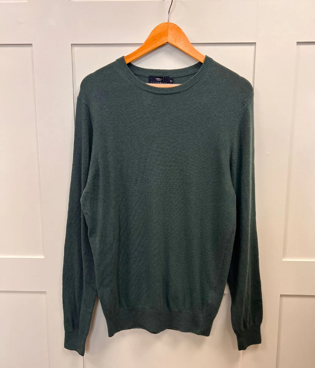 Forest Green Mens Wool & Cashmere Blend Crew Neck Jumper - Image 2