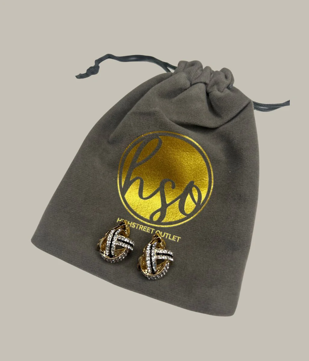 Gold Diamante Knot Clip On Earrings - Image 3