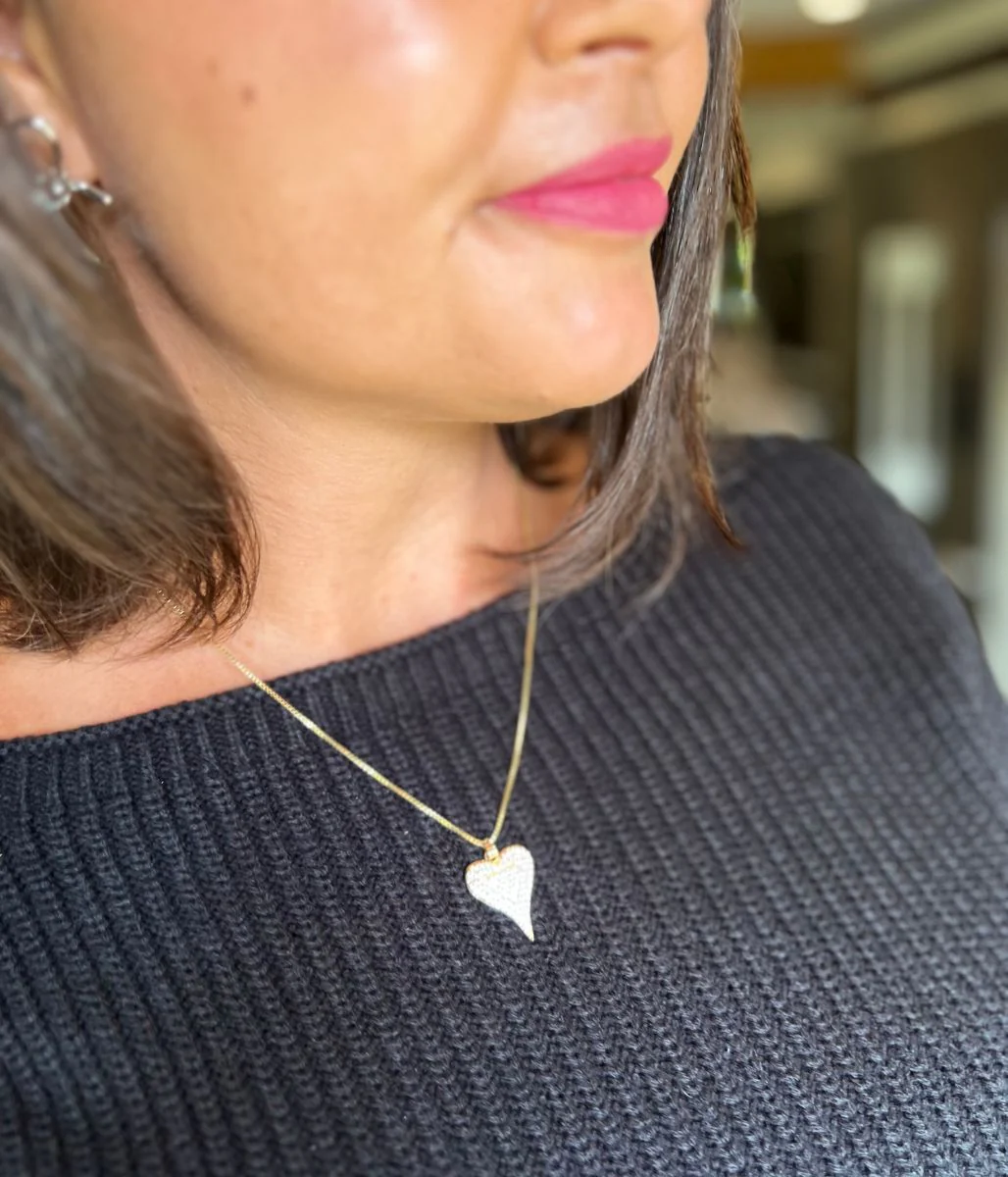 Gold Venetia Heart Diamante Necklace - Image 3