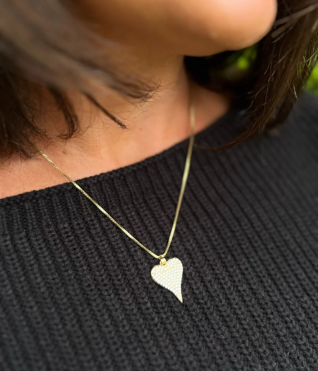 Gold Venetia Heart Diamante Necklace - Image 5