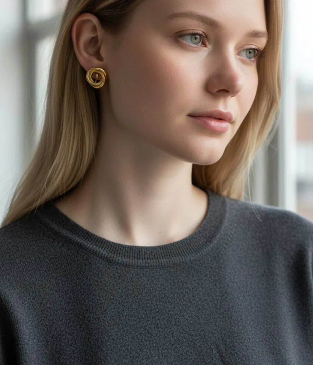 Golden Knot Clip On Earrings - Image 3