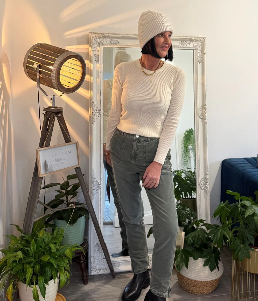 Green Cord Tapered Leg Trousers - Image 4