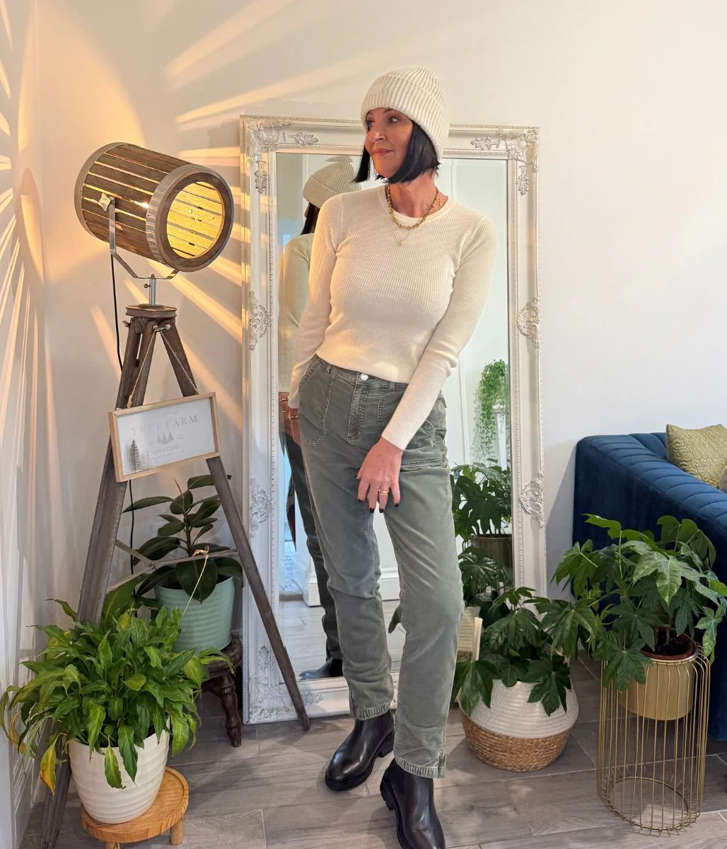Green Cord Tapered Leg Trousers - Image 8