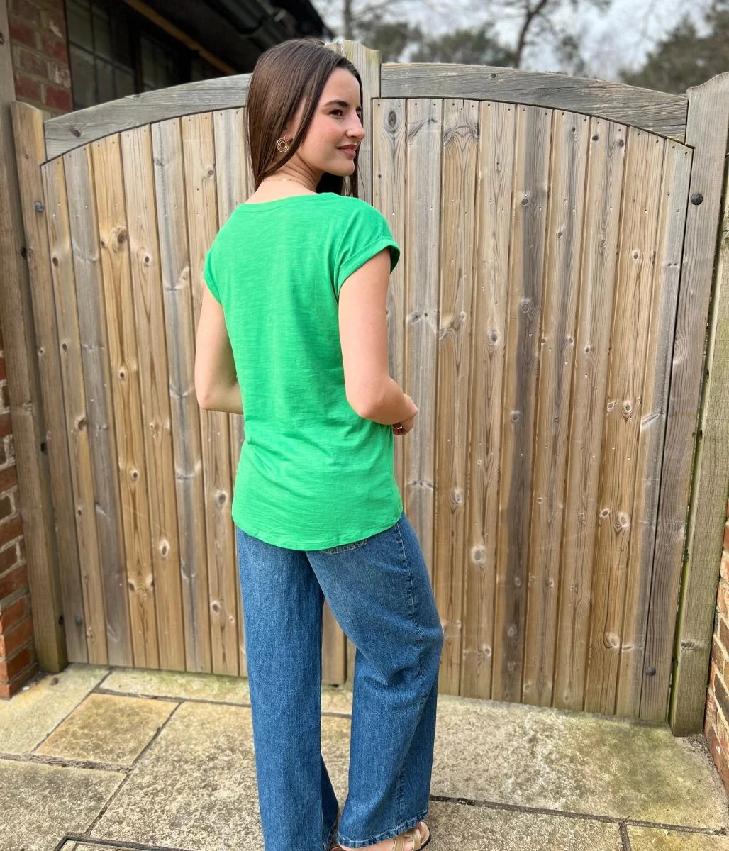 Green Essential Cap Sleeve Tee - Image 9