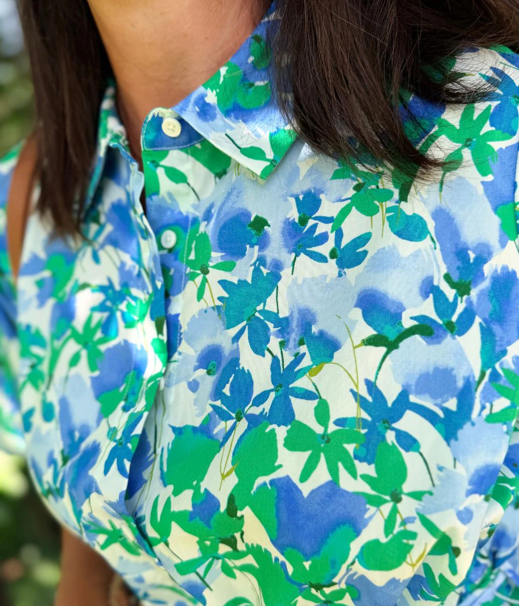 Green Floral Midi Shirt Dress - Image 2
