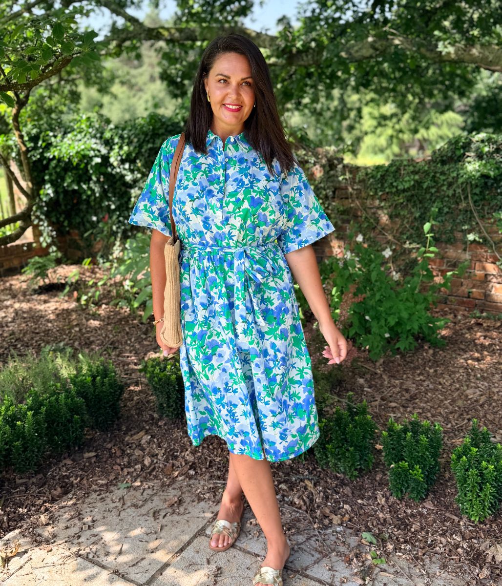 Green Floral Midi Shirt Dress - Image 3